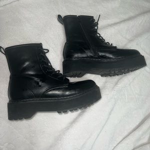 Black Platform Combat Boots